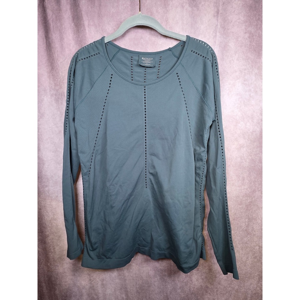 Athleta Long Sleeve Athletic Top Athleisure Cutout Detail Blue Size‎ L